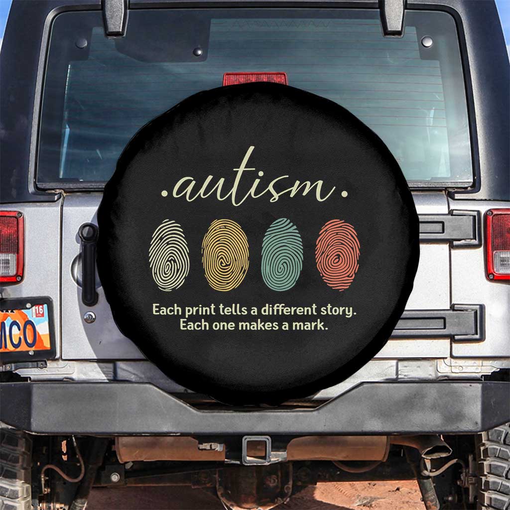 Retro Fingerprint Autism Awareness Spare Tire Cover Each Print Tells A Different Story TS10 No hole Black Print Your Wear