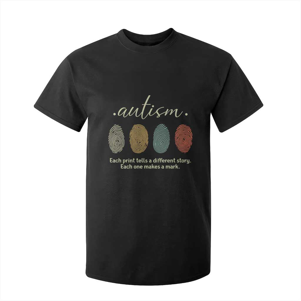 Retro Fingerprint Autism Awareness T Shirt For Kid Each Print Tells A Different Story TS10 Black Print Your Wear