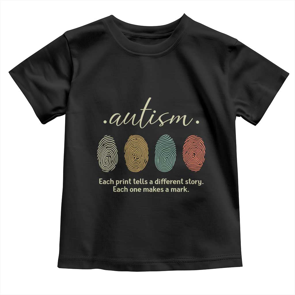 Retro Fingerprint Autism Awareness Toddler T Shirt Each Print Tells A Different Story TS10 Black Print Your Wear