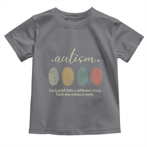 Retro Fingerprint Autism Awareness Toddler T Shirt Each Print Tells A Different Story TS10 Charcoal Print Your Wear