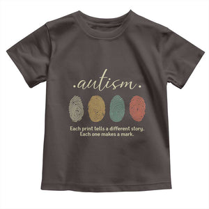 Retro Fingerprint Autism Awareness Toddler T Shirt Each Print Tells A Different Story TS10 Dark Chocolate Print Your Wear