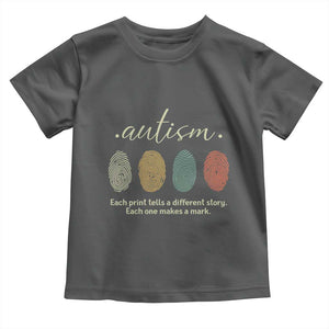 Retro Fingerprint Autism Awareness Toddler T Shirt Each Print Tells A Different Story TS10 Dark Heather Print Your Wear
