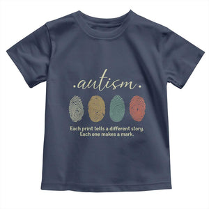 Retro Fingerprint Autism Awareness Toddler T Shirt Each Print Tells A Different Story TS10 Navy Print Your Wear