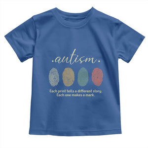 Retro Fingerprint Autism Awareness Toddler T Shirt Each Print Tells A Different Story TS10 Royal Blue Print Your Wear