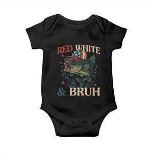 Retro Red White And Bruh Fishing Baby Onesie Funny Patriotic Bass 4th Of July TS02 Black Print Your Wear