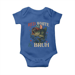 Retro Red White And Bruh Fishing Baby Onesie Funny Patriotic Bass 4th Of July TS02 Royal Blue Print Your Wear