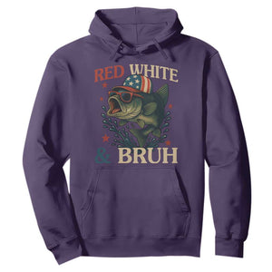 Retro Red White And Bruh Fishing Hoodie Funny Patriotic Bass 4th Of July TS02 Purple Print Your Wear