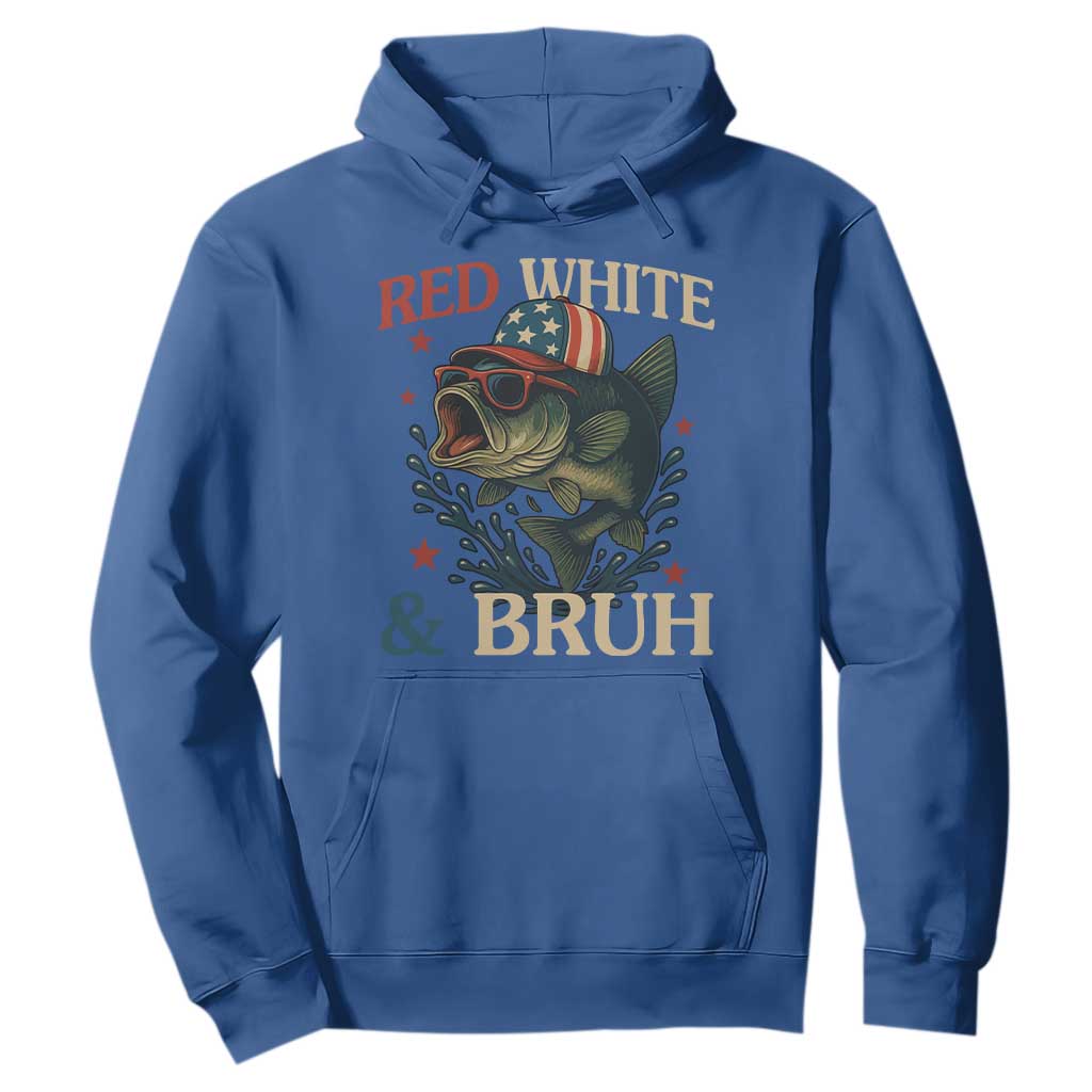 Retro Red White And Bruh Fishing Hoodie Funny Patriotic Bass 4th Of July TS02 Royal Blue Print Your Wear
