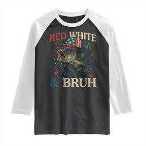 Retro Red White And Bruh Fishing Raglan Shirt Funny Patriotic Bass 4th Of July TS02 Black White Print Your Wear