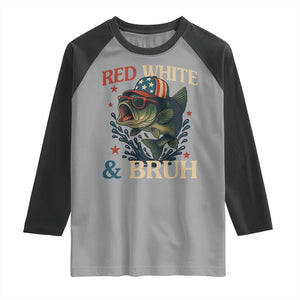 Retro Red White And Bruh Fishing Raglan Shirt Funny Patriotic Bass 4th Of July TS02 Sport Gray Black Print Your Wear