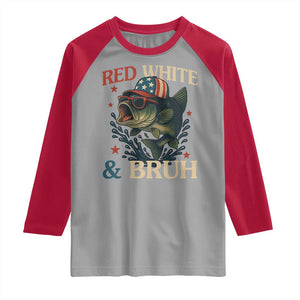 Retro Red White And Bruh Fishing Raglan Shirt Funny Patriotic Bass 4th Of July TS02 Sport Gray Red Print Your Wear