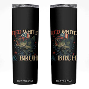 Retro Red White And Bruh Fishing Skinny Tumbler Funny Patriotic Bass 4th Of July TS02 Black Print Your Wear