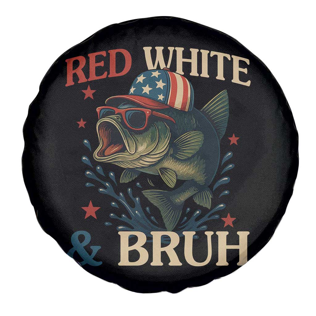 Retro Red White And Bruh Fishing Spare Tire Cover Funny Patriotic Bass 4th Of July TS02 Print Your Wear