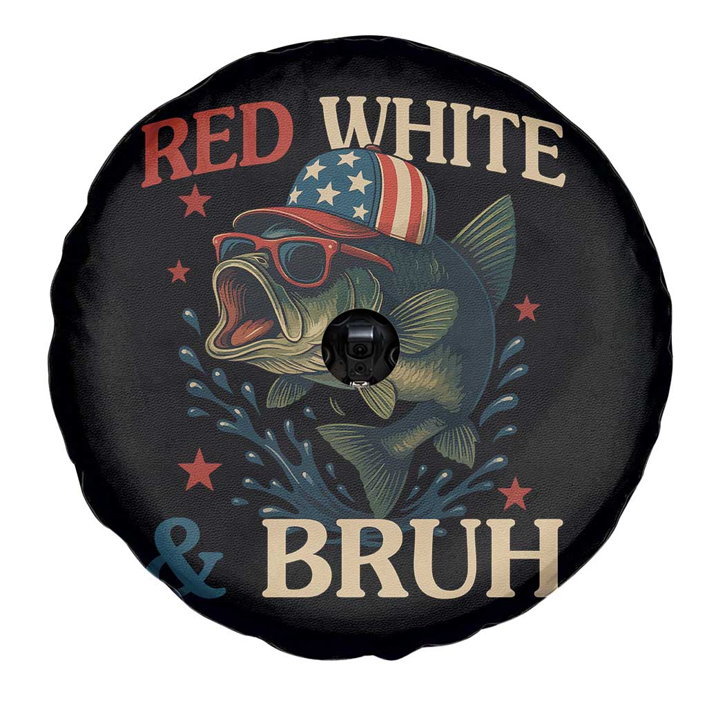 Retro Red White And Bruh Fishing Spare Tire Cover Funny Patriotic Bass 4th Of July TS02 Print Your Wear