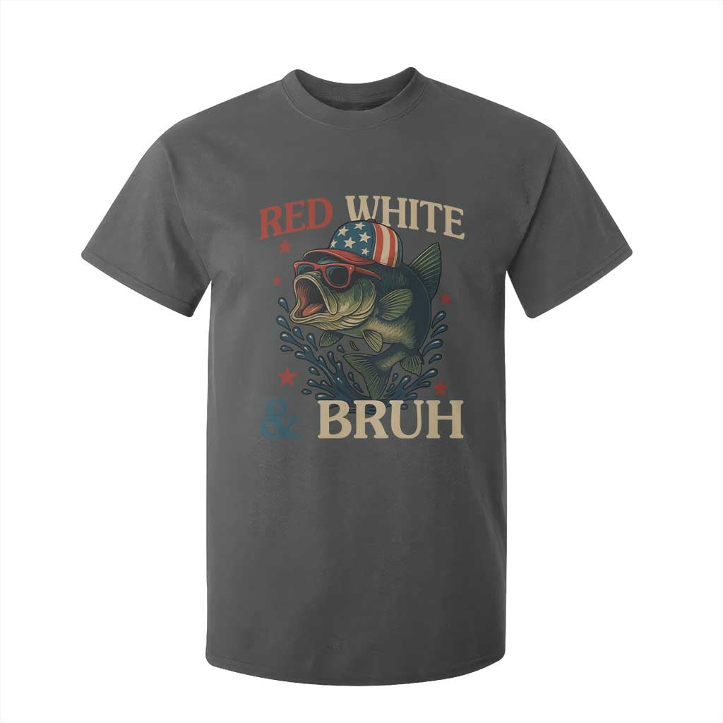 Retro Red White And Bruh Fishing T Shirt For Kid Funny Patriotic Bass 4th Of July TS02 Dark Heather Print Your Wear