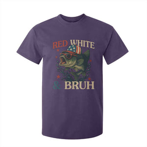 Retro Red White And Bruh Fishing T Shirt For Kid Funny Patriotic Bass 4th Of July TS02 Purple Print Your Wear