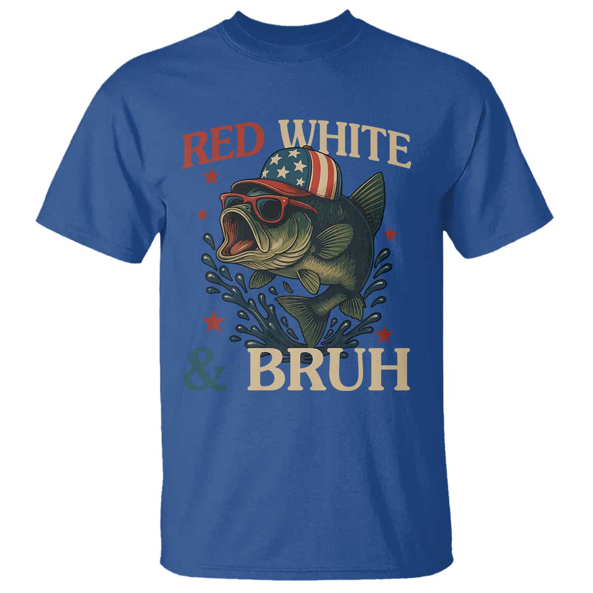 Retro Red White And Bruh Fishing T Shirt Funny Patriotic Bass 4th Of July TS02 Royal Blue Print Your Wear
