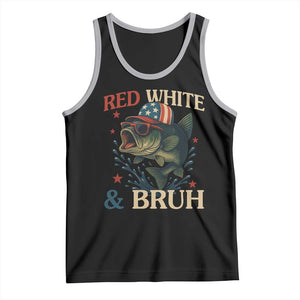 Retro Red White And Bruh Fishing Tank Top Funny Patriotic Bass 4th Of July TS02 Black Athletic Heather Print Your Wear