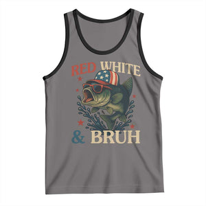 Retro Red White And Bruh Fishing Tank Top Funny Patriotic Bass 4th Of July TS02 Deep Heather Black Print Your Wear