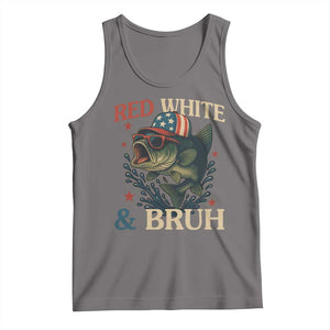 Retro Red White And Bruh Fishing Tank Top Funny Patriotic Bass 4th Of July TS02 Deep Heather Print Your Wear