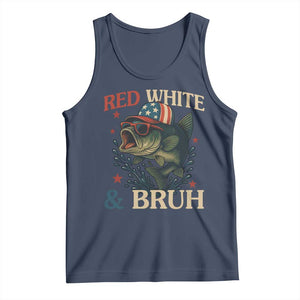 Retro Red White And Bruh Fishing Tank Top Funny Patriotic Bass 4th Of July TS02 Navy Print Your Wear