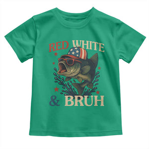 Retro Red White And Bruh Fishing Toddler T Shirt Funny Patriotic Bass 4th Of July TS02 Irish Green Print Your Wear
