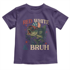 Retro Red White And Bruh Fishing Toddler T Shirt Funny Patriotic Bass 4th Of July TS02 Purple Print Your Wear