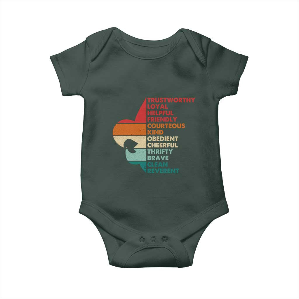 Retro Scout Law Values Baby Onesie Vintage Fleur-de-Lis TS02 Print Your Wear