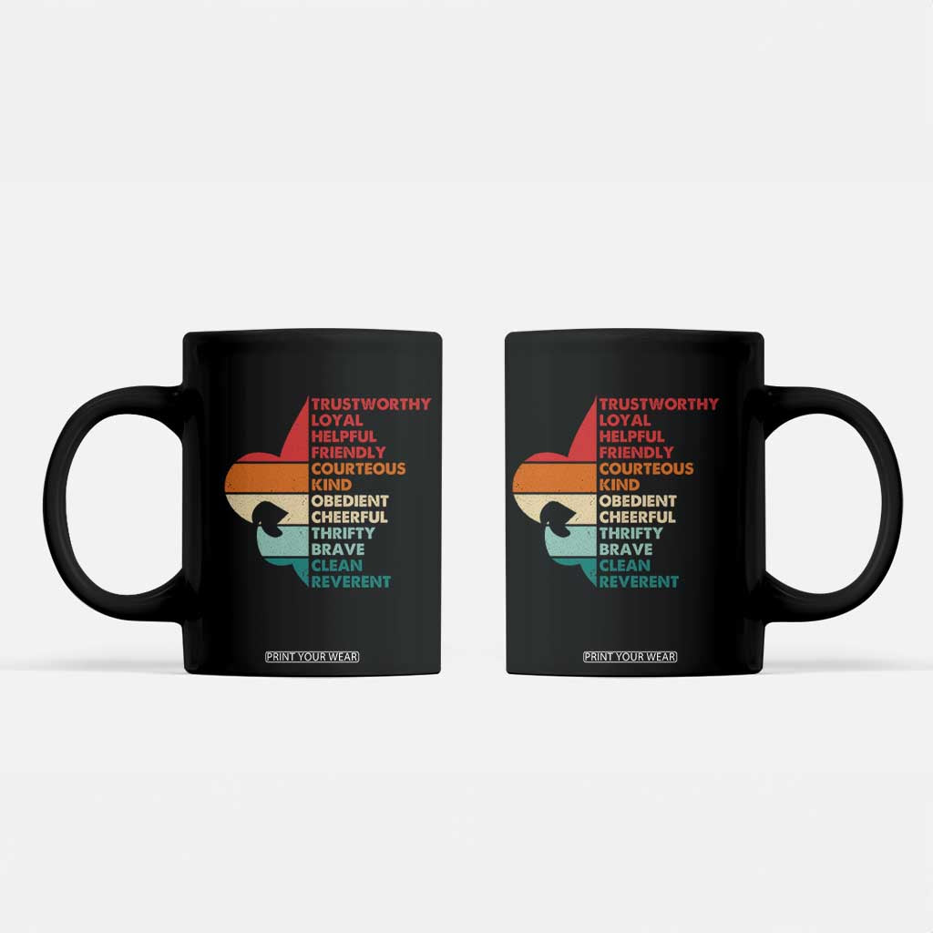 Retro Scout Law Values Coffee Mug Vintage Fleur-de-Lis TS02 Black Print Your Wear