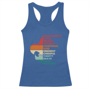 Retro Scout Law Values Racerback Tank Top Vintage Fleur-de-Lis TS02 Royal Blue Print Your Wear