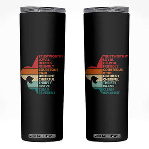 Retro Scout Law Values Skinny Tumbler Vintage Fleur-de-Lis TS02 Black Print Your Wear