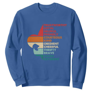 Retro Scout Law Values Sweatshirt Vintage Fleur-de-Lis TS02 Royal Blue Print Your Wear
