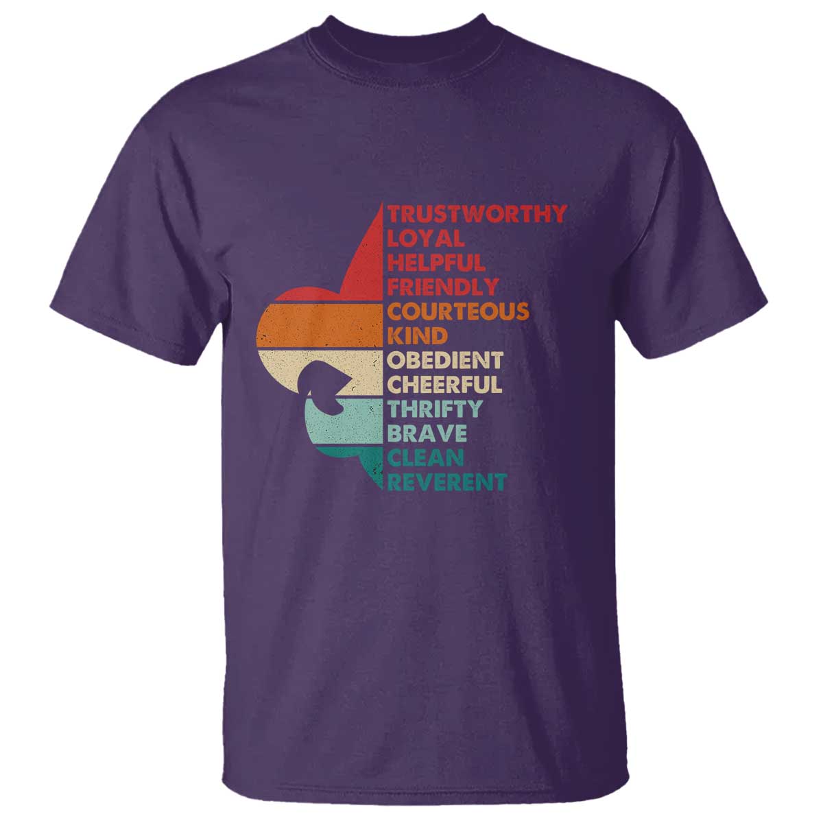 Retro Scout Law Values T Shirt Vintage Fleur-de-Lis TS02 Purple Print Your Wear