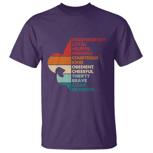 Retro Scout Law Values T Shirt Vintage Fleur-de-Lis TS02 Purple Print Your Wear