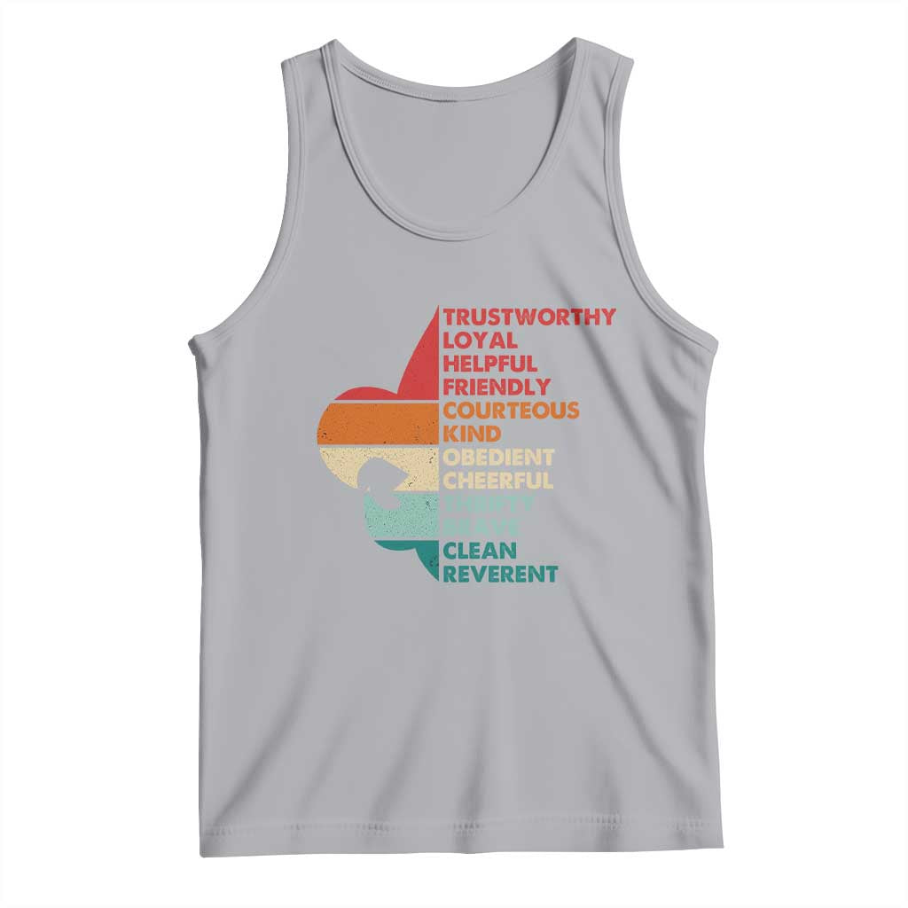 Retro Scout Law Values Tank Top Vintage Fleur-de-Lis TS02 Athletic Heather Print Your Wear