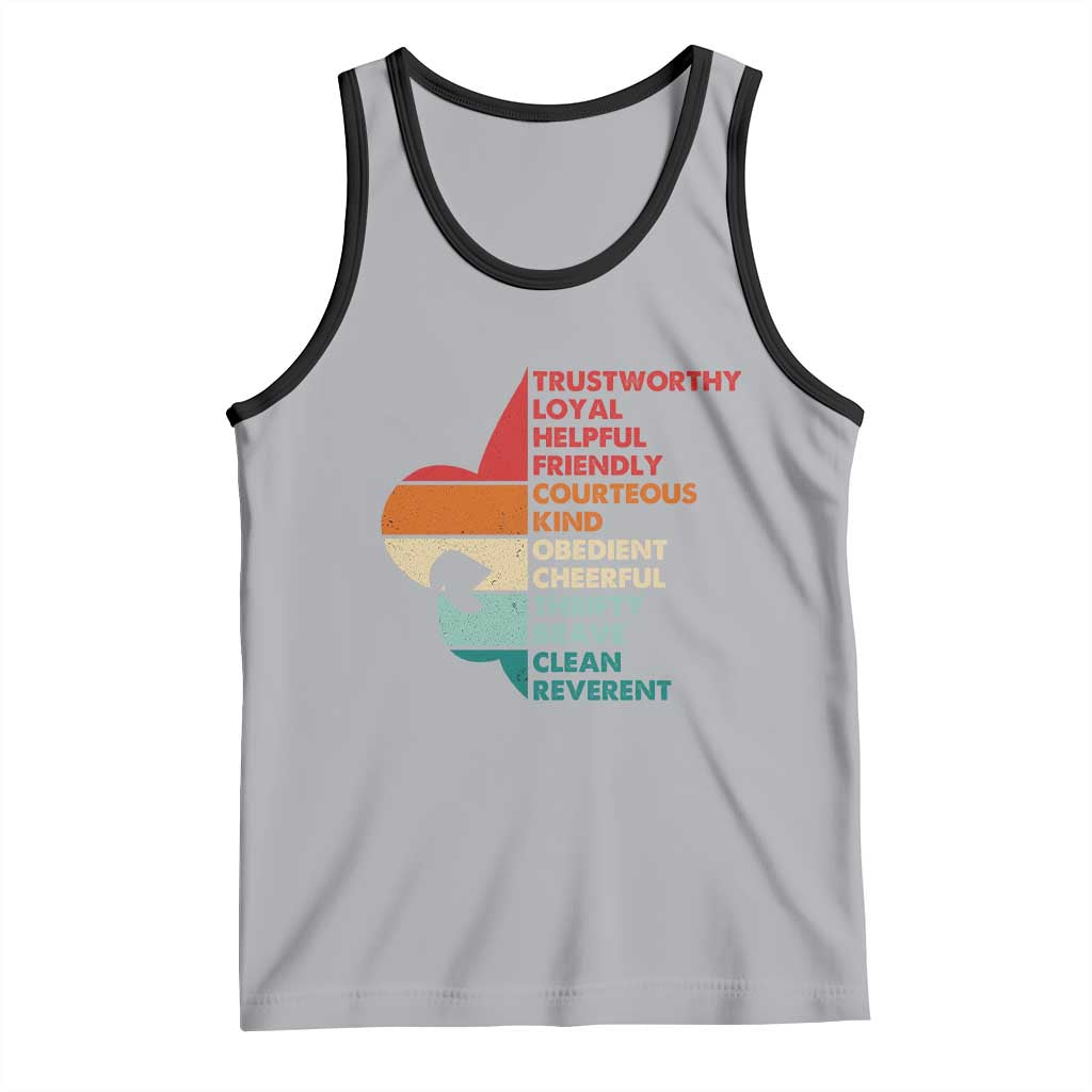 Retro Scout Law Values Tank Top Vintage Fleur-de-Lis TS02 Athletic Heather Black Print Your Wear