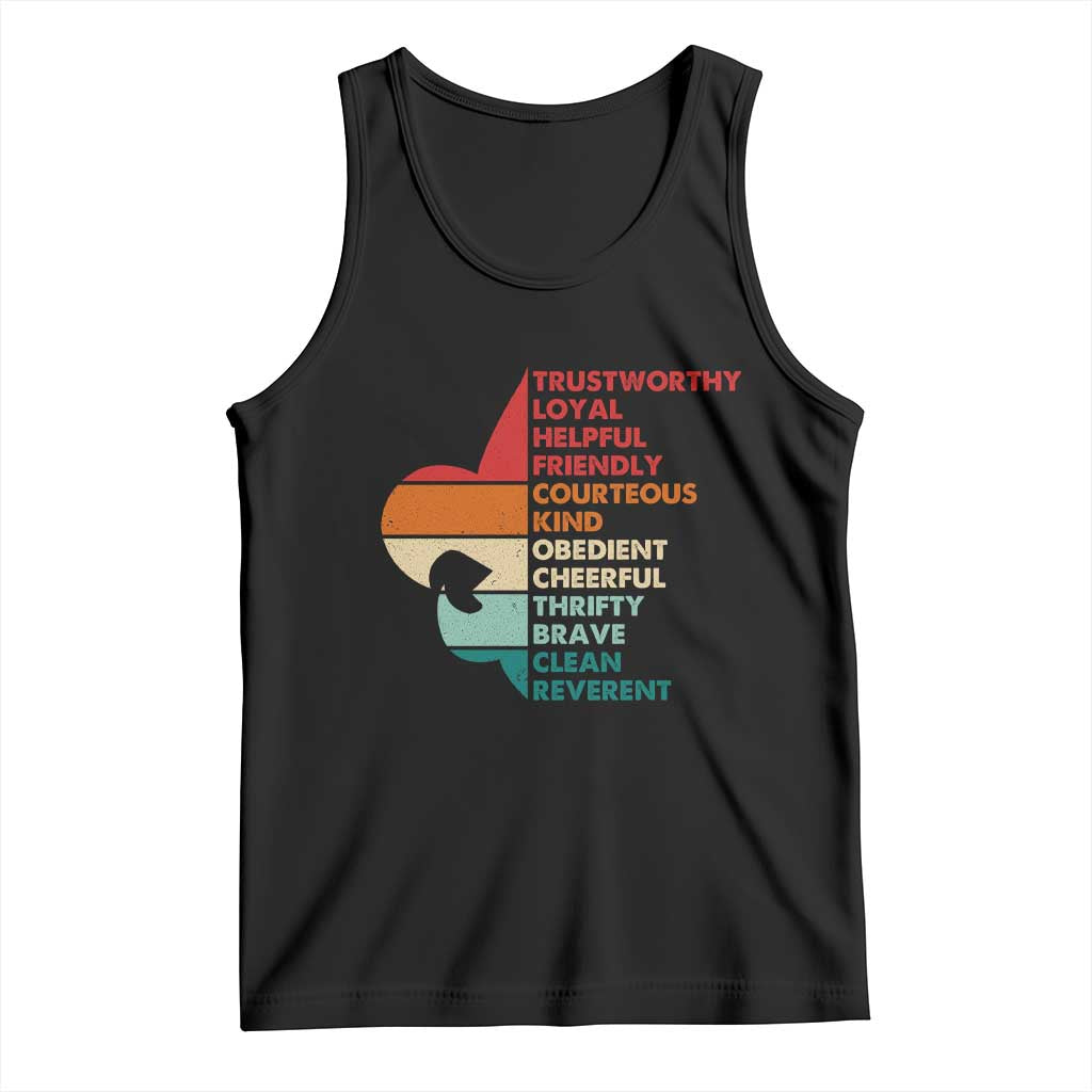 Retro Scout Law Values Tank Top Vintage Fleur-de-Lis TS02 Black Print Your Wear