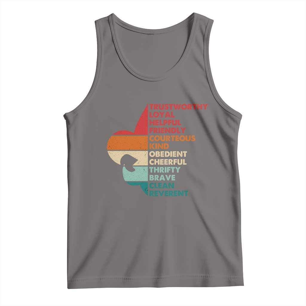 Retro Scout Law Values Tank Top Vintage Fleur-de-Lis TS02 Deep Heather Print Your Wear