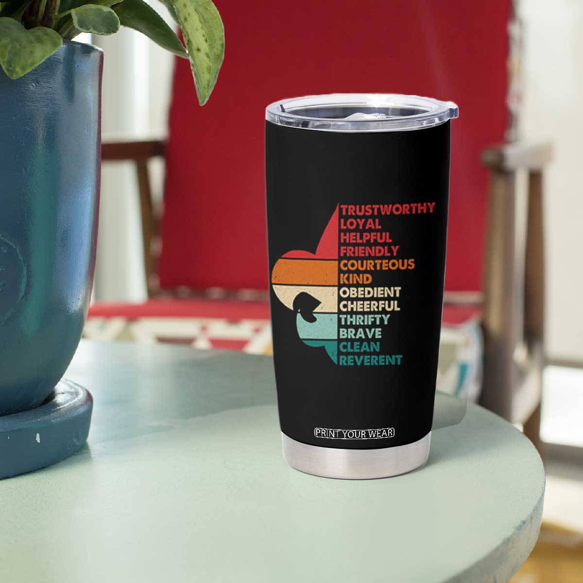 Retro Scout Law Values Tumbler Cup Vintage Fleur-de-Lis TS02 Print Your Wear