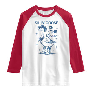 Retro Silly Goose On The Loose Raglan Shirt 90s Aesthetic Funny Cowgirl Western TS10 White Red Print Your Wear