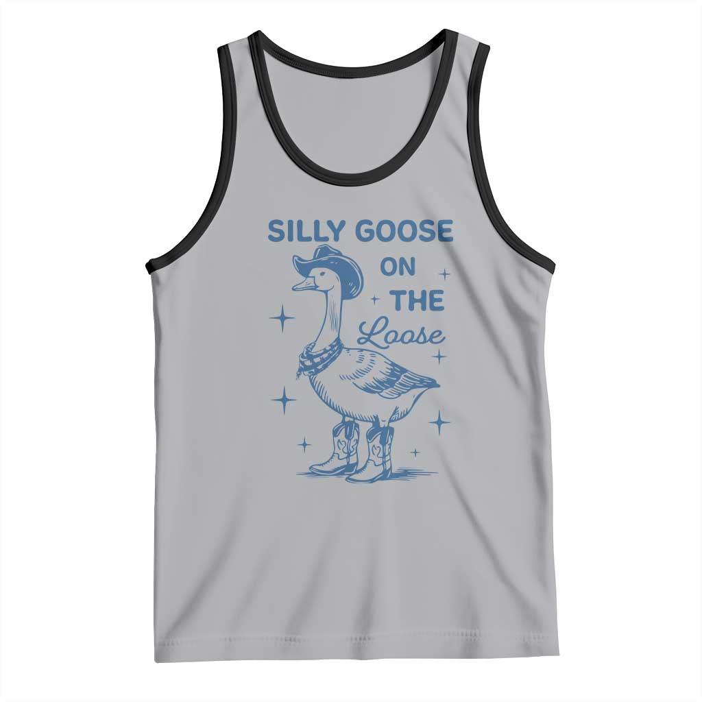 Retro Silly Goose On The Loose Tank Top 90s Aesthetic Funny Cowgirl Western TS10 Athletic Heather Black Print Your Wear