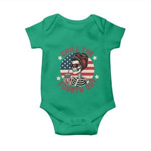 Retro Skeleton 4th of July Baby Onesie Chill The Fourth Out Funny Patriotic American Flag TS02 Irish Green Print Your Wear