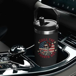 Retro Skeleton 4th of July Flip Straw Tumbler Chill The Fourth Out Funny Patriotic American Flag TS02 Print Your Wear
