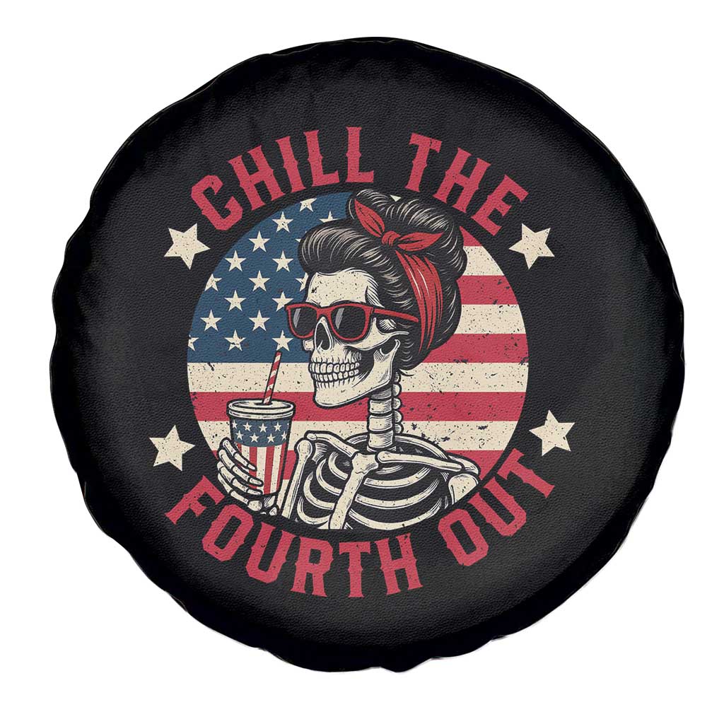 Retro Skeleton 4th of July Spare Tire Cover Chill The Fourth Out Funny Patriotic American Flag TS02 Print Your Wear