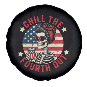 Retro Skeleton 4th of July Spare Tire Cover Chill The Fourth Out Funny Patriotic American Flag TS02 Print Your Wear