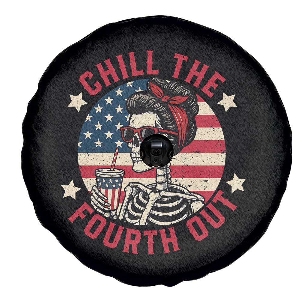 Retro Skeleton 4th of July Spare Tire Cover Chill The Fourth Out Funny Patriotic American Flag TS02 Print Your Wear