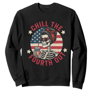 Retro Skeleton 4th of July Sweatshirt Chill The Fourth Out Funny Patriotic American Flag TS02 Black Print Your Wear