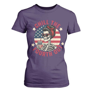 Retro Skeleton 4th of July T Shirt For Women Chill The Fourth Out Funny Patriotic American Flag TS02 Purple Print Your Wear