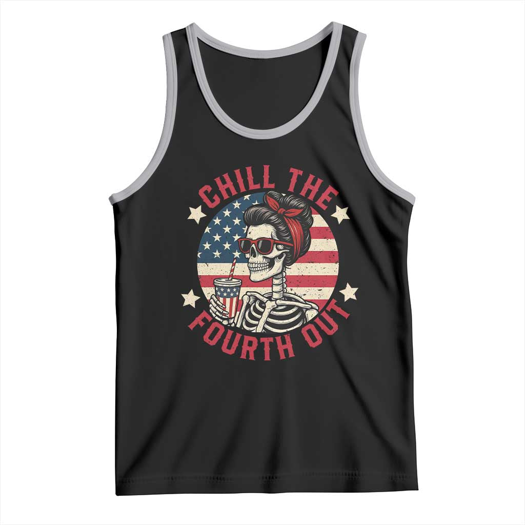 Retro Skeleton 4th of July Tank Top Chill The Fourth Out Funny Patriotic American Flag TS02 Black Athletic Heather Print Your Wear