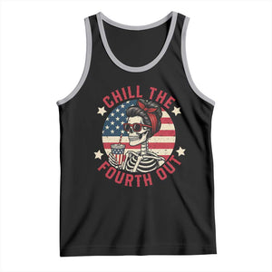 Retro Skeleton 4th of July Tank Top Chill The Fourth Out Funny Patriotic American Flag TS02 Black Athletic Heather Print Your Wear